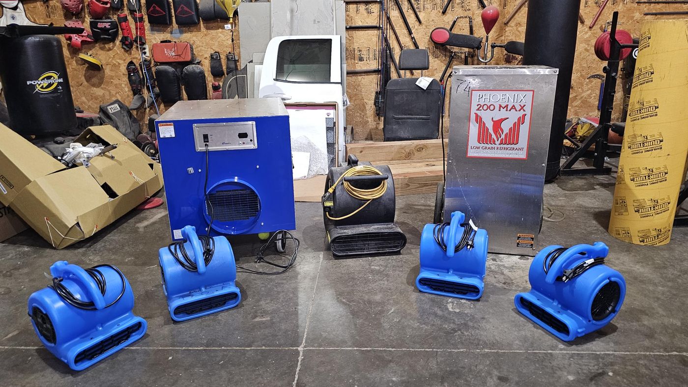 Commercial dehumidifiers, air scrubber and air movers